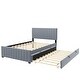 preview thumbnail 9 of 19, 58.1" Velvet Upholstered Platform Bed with Twin Size Trundle