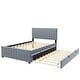 preview thumbnail 12 of 22, Full Size Velvet Upholstered Platform Bed with Twin Size Trundle,Selected Velvet Fabric