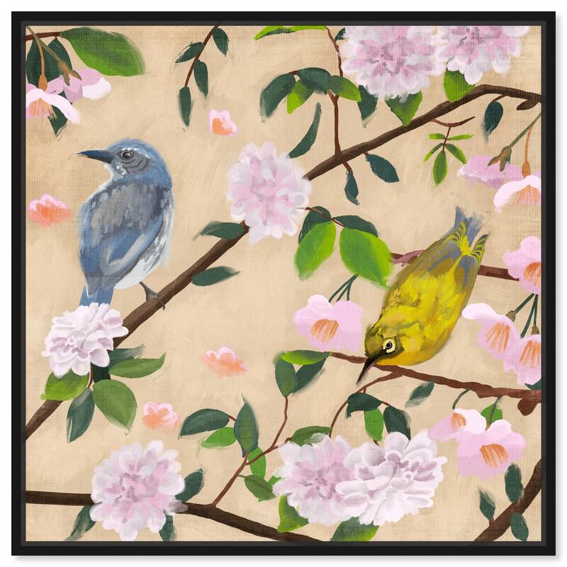 Birds Cuddle Canvas by Art Remedy - 12" x 12" - Black