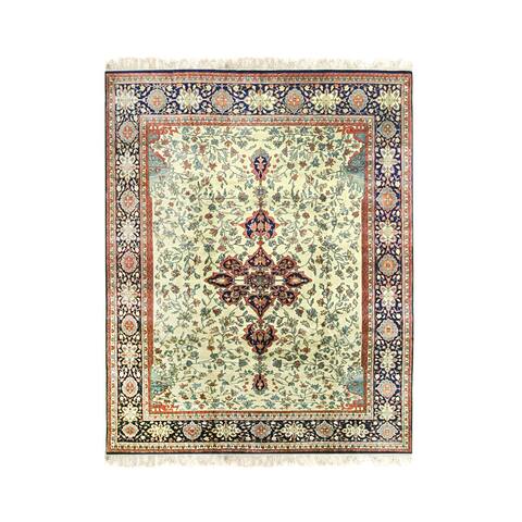 Hand-knotted Wool Ivory Traditional Oriental Mohtasham Rug (8'10 x 11'1) - 9' x 11'