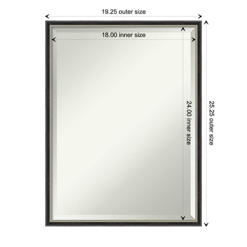 Theo Narrow Beveled Wood Framed Bathroom Vanity Wall Mirror - Theo Black Silver Narrow - Glass Size 18x24