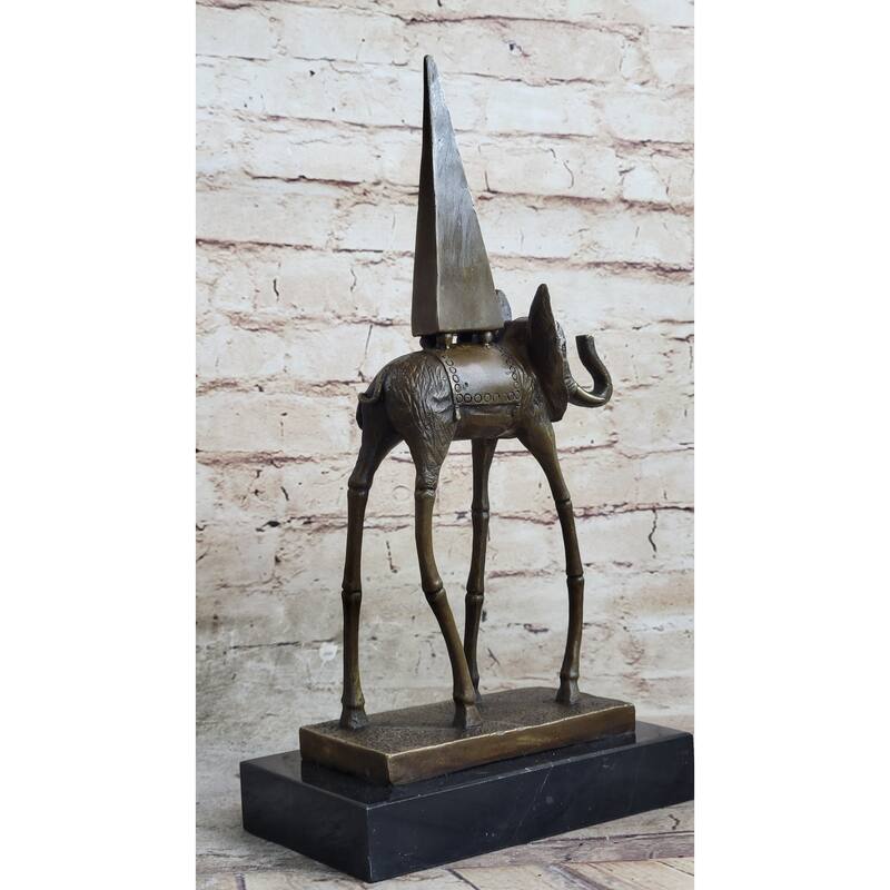 Salvador Dali Space Elephant Bronze Statue Sculpture Figure Surreal Art On Marble Base