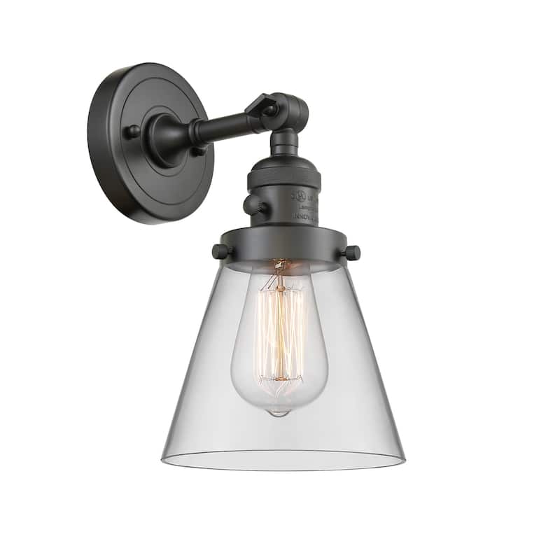 Innovations Lighting Small Cone Single Light 10" Tall Bathroom Sconce - Oil Rubbed Bronze / Clear