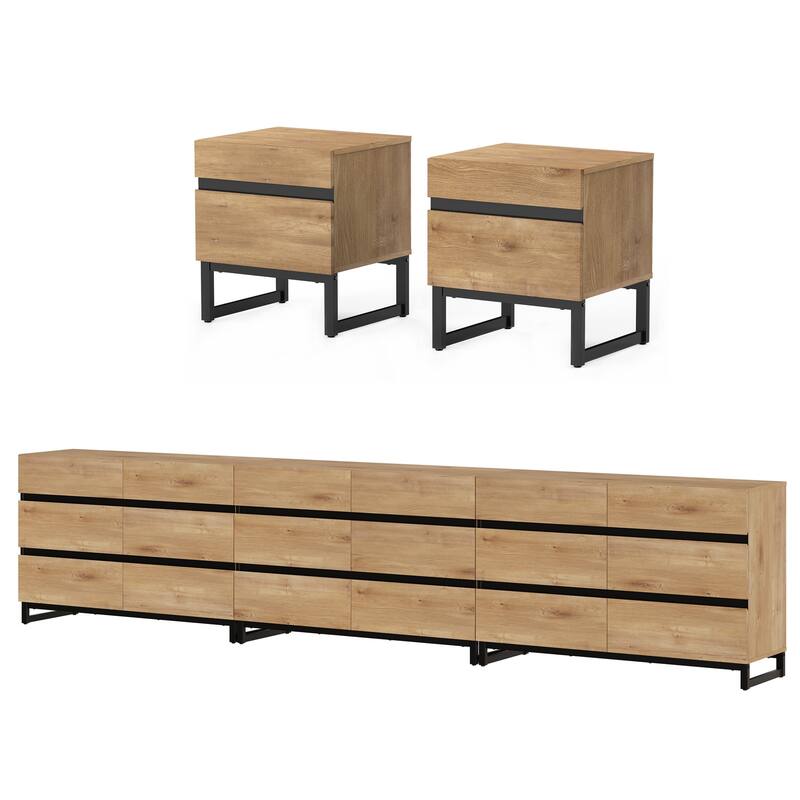 3-Piece Bedroom Furniture Set,Dresser & Chest With 18 Drawers for Bedroom, Bedroom Furniture Set