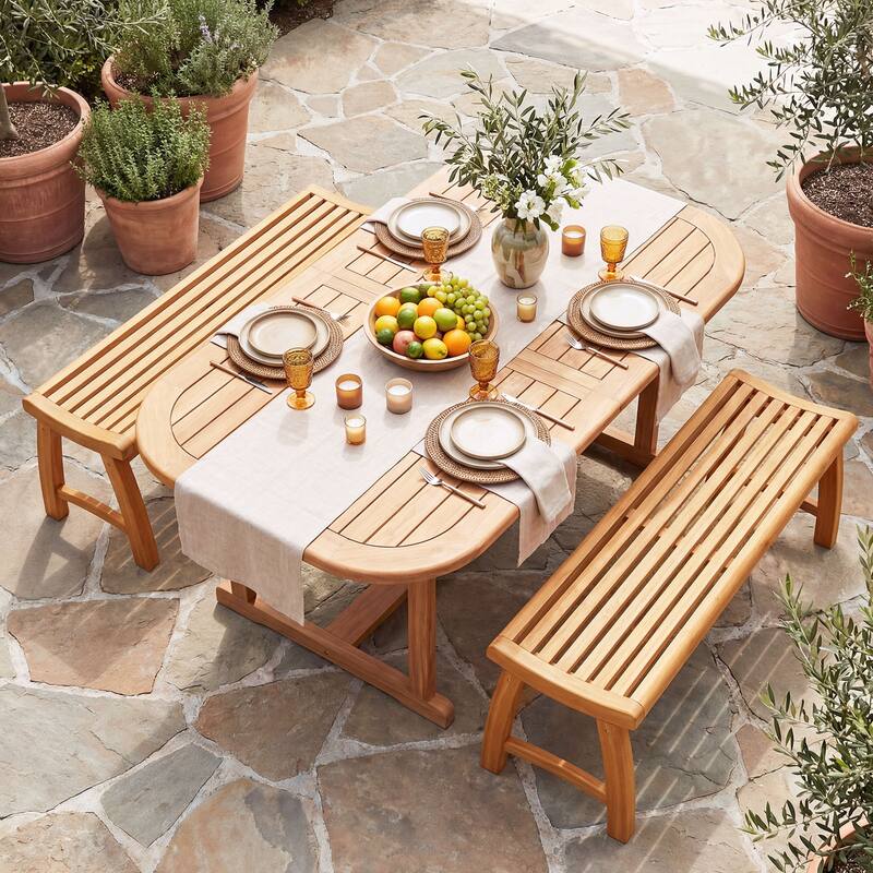 Gymax 2PCS 2-Person Patio Garden Dining Bench w/Contoured Slatted Seat