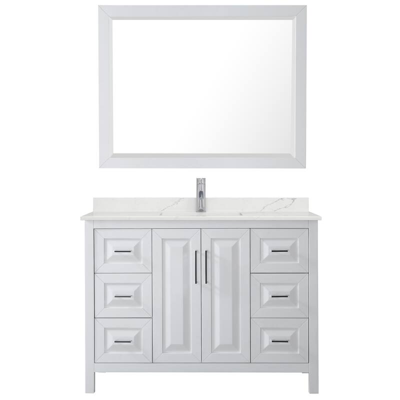 Daria 48-inch Single Vanity, Single Hole Quartz Top, 46-inch Mirror