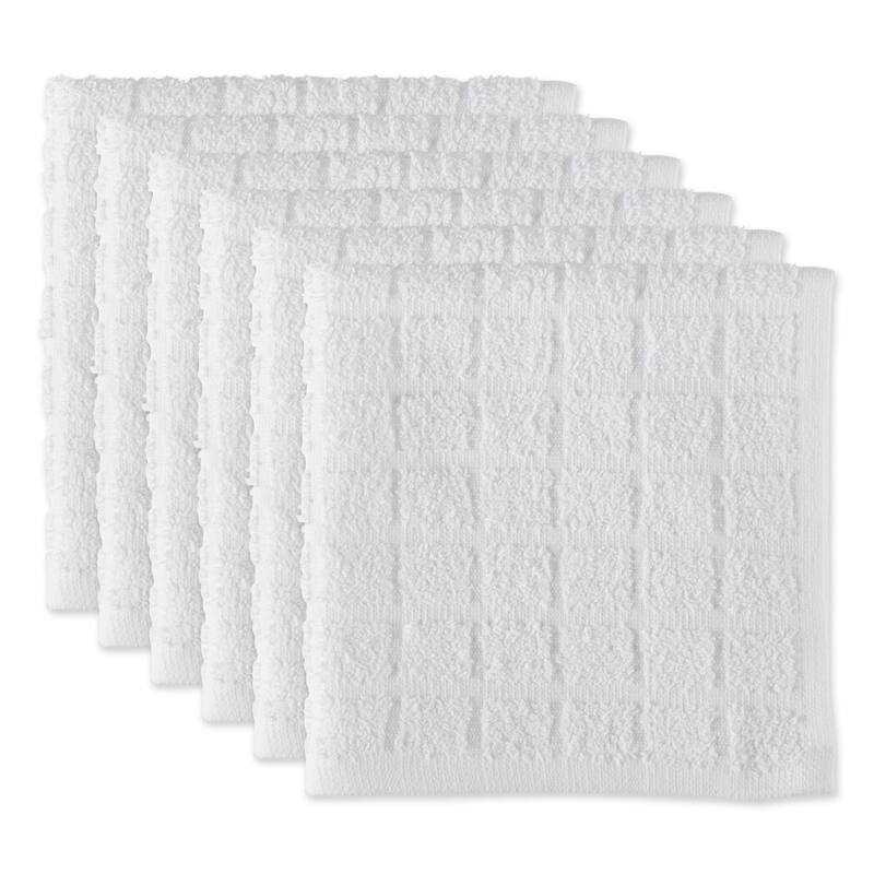 DII Solid Windowpane Terry Dishcloth Set of 6 - Solid White