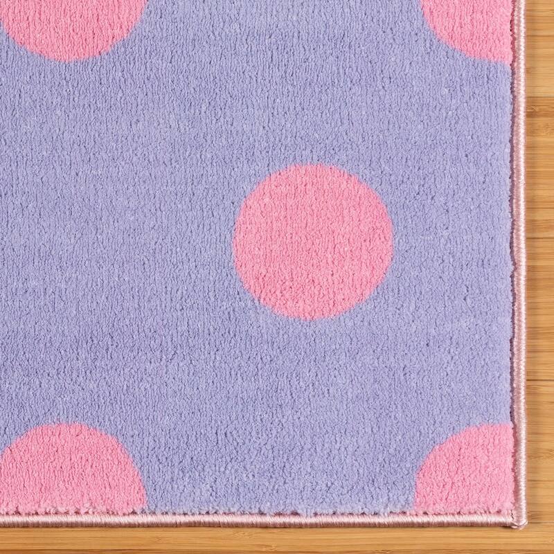 Licensed Minnie Mouse Dots Purple Pink Soft Polyester Non-Slip Digital Printed Youth Area Rug - 3' 4" x 4' 6"