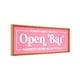 preview thumbnail 1 of 4, American Art Decor Tipsy Open Bar Framed Metal Embossed Sign - 28.25" x 10.5" - 10.5" x 28.25" x 1.12" Pink