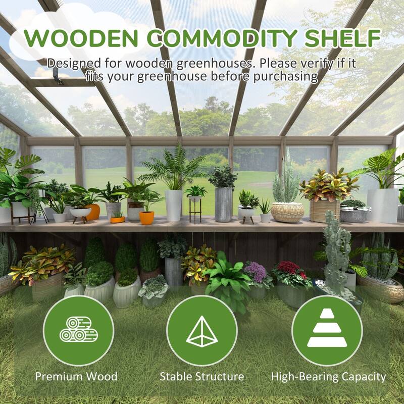 VEIKOUS Wooden Greenhouse Shelves, Heavy-Duty Storage Shelving for Wooden Greenhouses, 5 Available Sizes