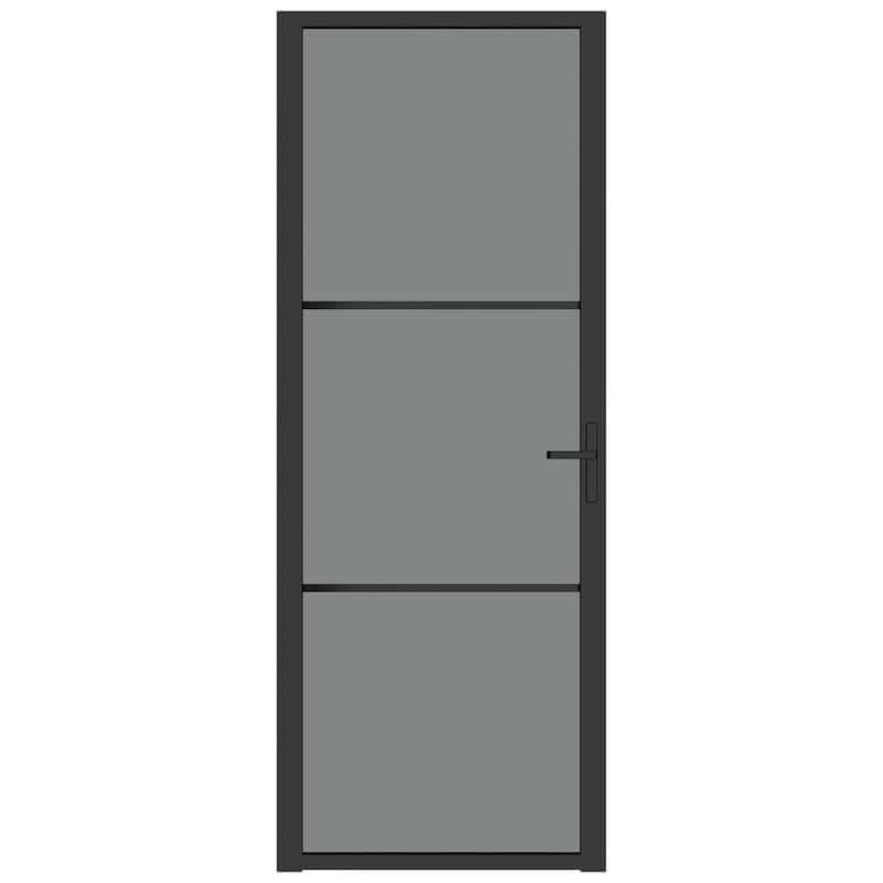 vidaXL Glass Door Interior Door with Alloy Handle ESG Glass and Aluminum Black