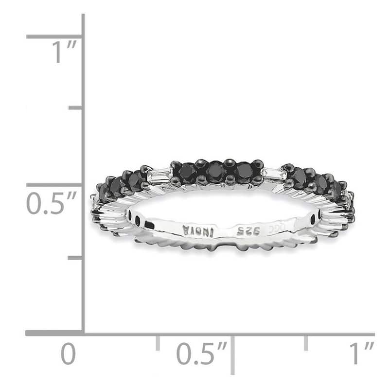 Curata 2.25mm 925 Sterling Silver Prong set Stackable Expressions Polished Black Diamond Ring