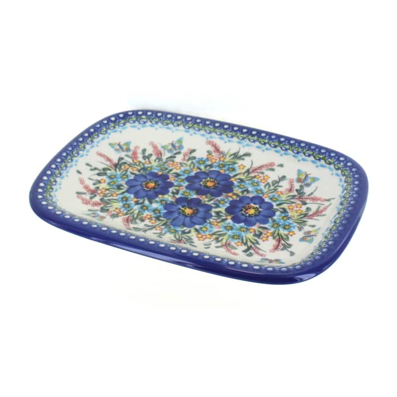 Blue Rose Polish Pottery 120 Vena Medium Rectangular Serving Platter - Garden of Blue