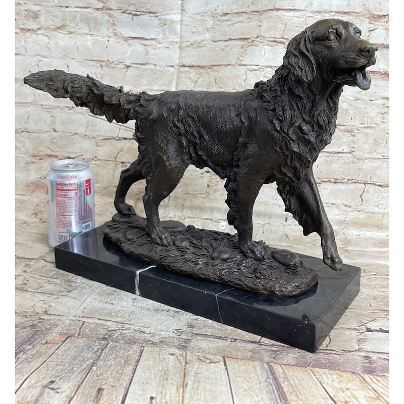 Golden Retriever Show Trial Bronze Marble Base Imitative Dog Statue Deco Breeder Trainer