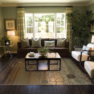 Style Haven Hearthstone Floral Etchings Color Block Area Rug--