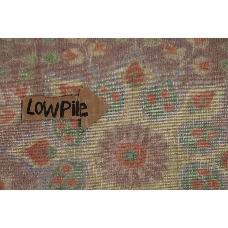 Distressed Brown Tabriz Persian Area Rug Hand-Knotted Wool Carpet - 9'8"x 12'11"