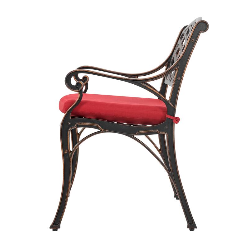 Outdoor 5-Piece Cast Aluminum Dining Set with Cushions