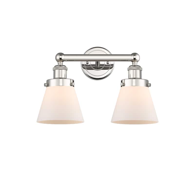 Innovations Lighting 616-2W-10-16 Cone Vanity Cone 2 Light 16" Wide - Polished Nickel / Matte White