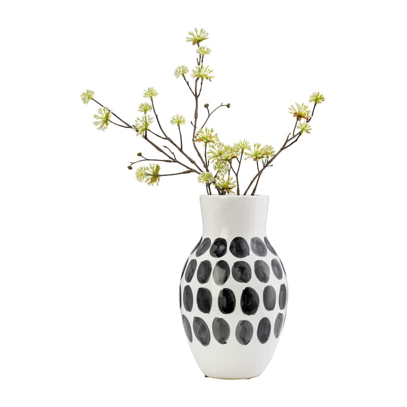 Sagebrook Home Ceramic Abstract White and Polka Dot Vase - Black/white