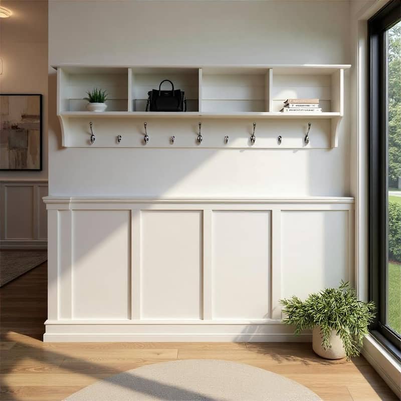 Winslow White Hanging 60-inch Wide Entryway Shelf