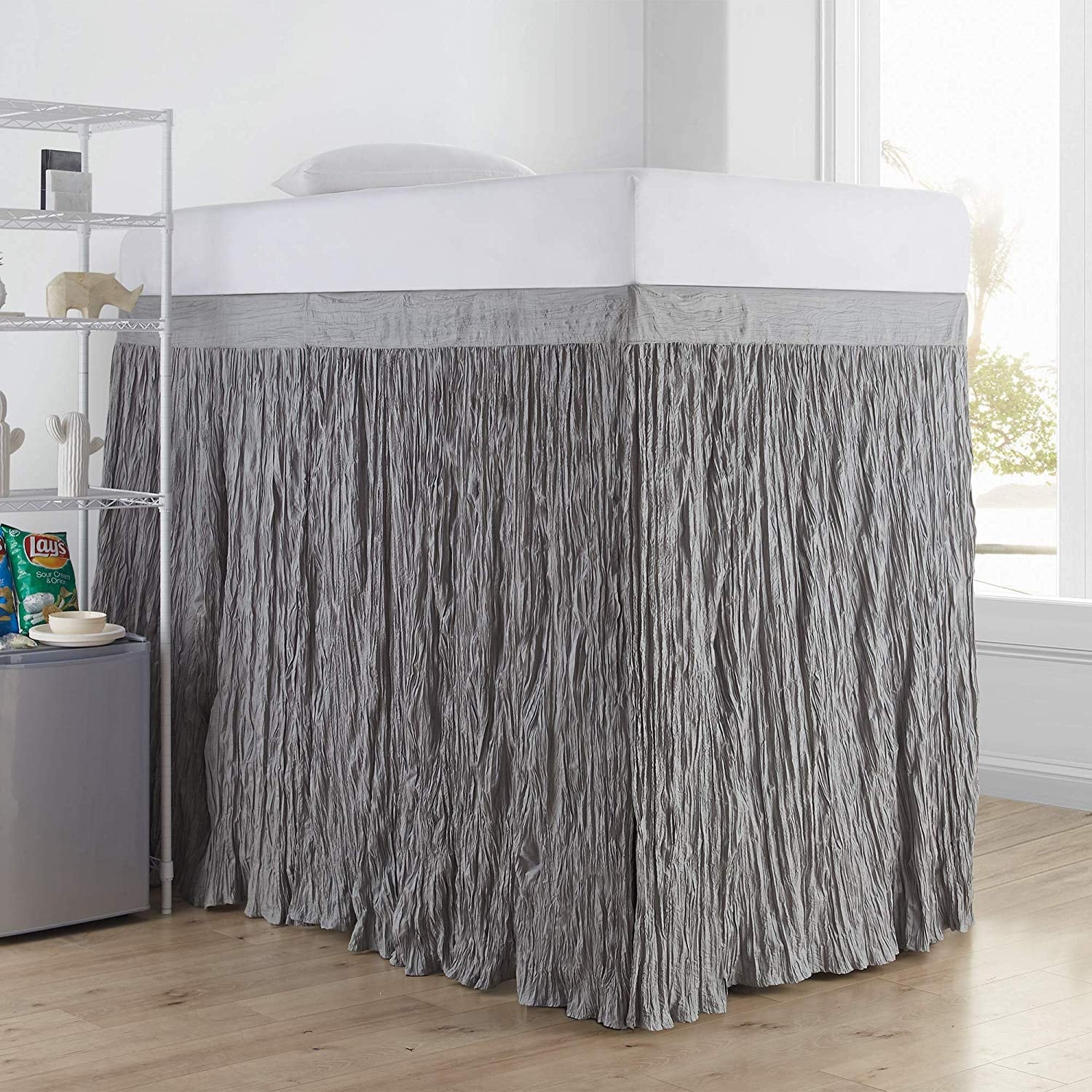 Crinkle Extended Twin XL 60-inch Drop 3 Panel Bed Skirt