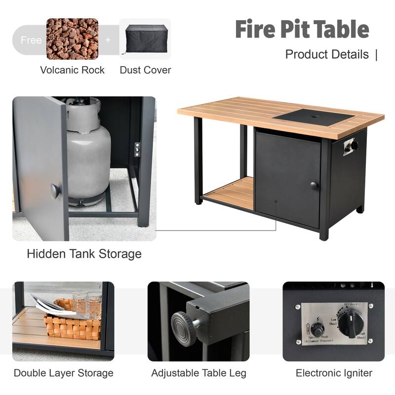 XIZZI 10-piece Outdoor Patio Furniture Conversation Set with Fire Pit