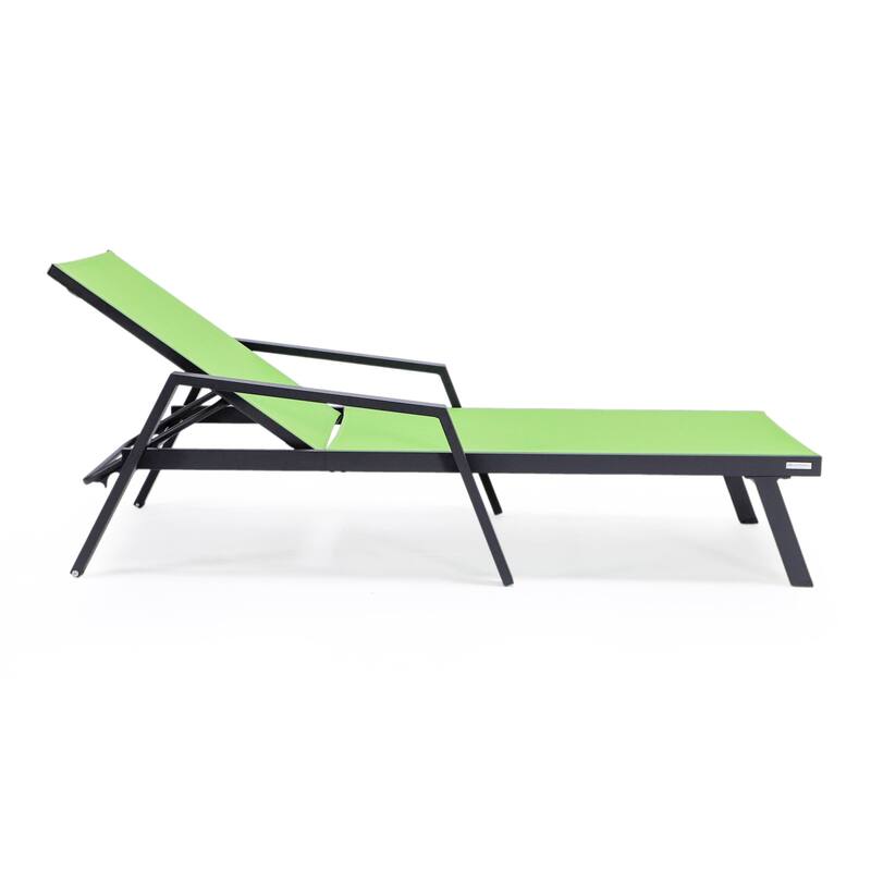 Aluminum Beach Pool Sun Lounge Chair Sling Mesh Fabric With Arms, Stackable Chaise Lounger (Set of 2) for Outdoor Backyard