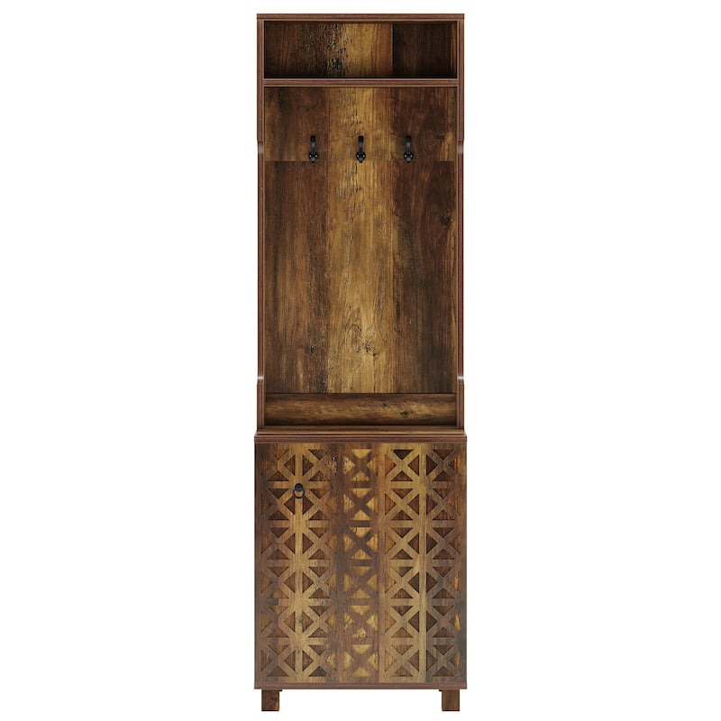 3-in-1 Hall Tree with Coat Rack and Shoe Cabinet for Entryway