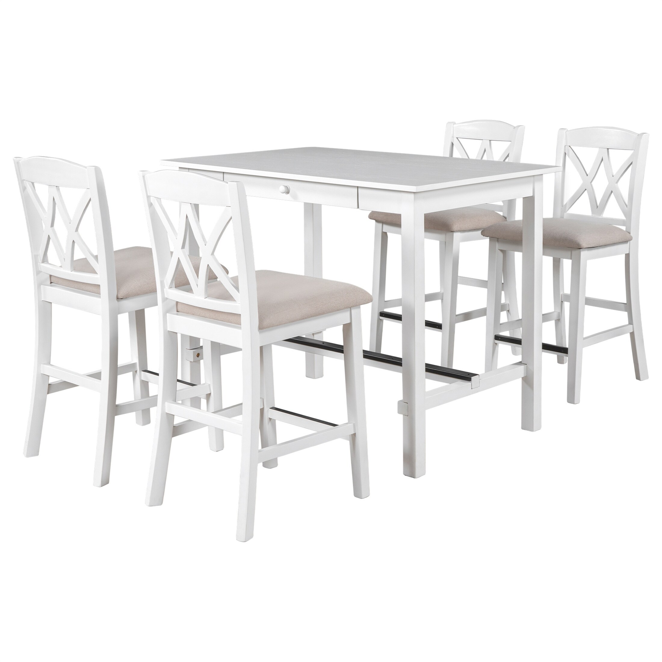 Counter Height 5-Piece Dining Table Set with 1 Rectangular Dining Table and  4 Dining Chairs for Small Places - Bed Bath & Beyond - 38429423