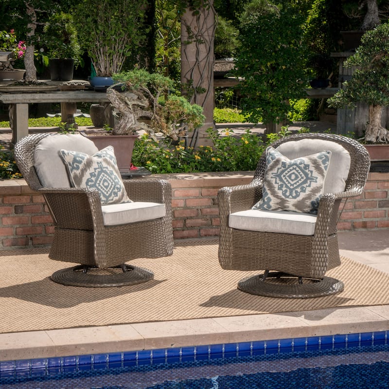 SWIVEL CLUB CHAIR (Set of 2) - Brown