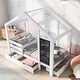 preview thumbnail 13 of 18, Twin Size House Bed with Blackboard and Drawers,Two assembly options