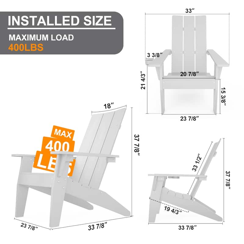 WINSOON 2-Piece All Weather HIPS Outdoor Adirondack Cup Holder Chair and Table set