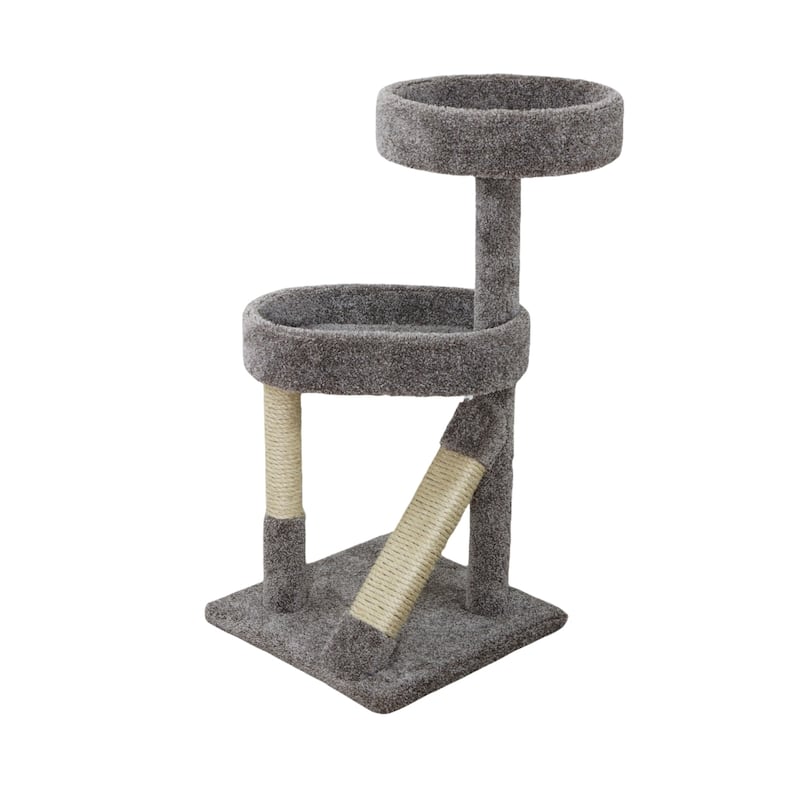 41" Compact Cat Scratching Tree with Carpeted Platforms and Natural Sisal Rope Post for Positive Scratching Behaviors