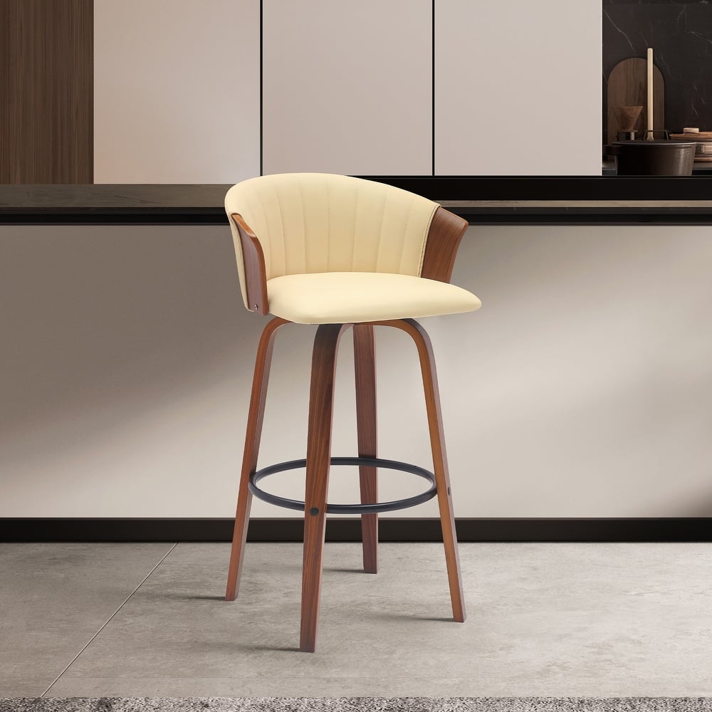 Diana Upholstered Wood Bar or Counter Height Swivel Stool
