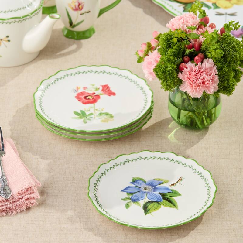 Certified International Mirabella 8.5" Salad/Dessert Plates, Set of 4 Assorted Designs - 8.50"L x 8.50"W x 0.88"H