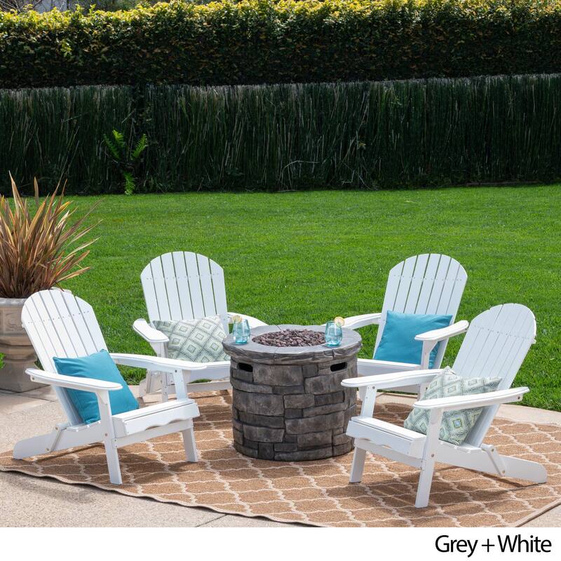 Maison Outdoor 5 Piece Adirondack Chair Set by Christopher Knight Home - grey + white
