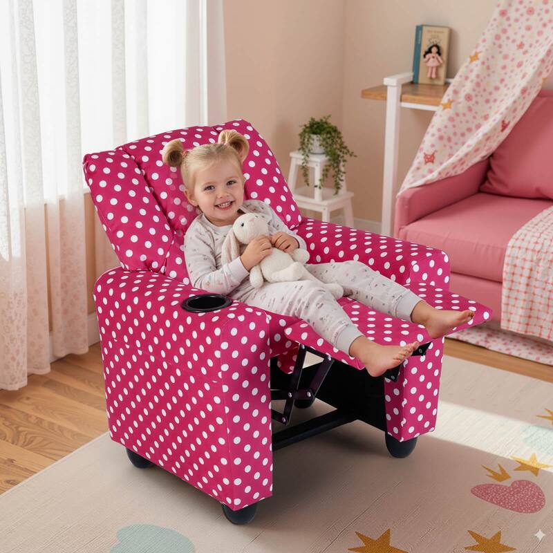 Costway Kids Recliner with Cup Holder with Adjustable Backrest &