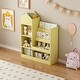 preview thumbnail 19 of 22, Children's Wooden Bookshelf and Toy Storage Organizer with Bookcase, 6 Compartments, and 2 Baskets