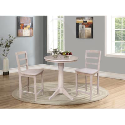 30" Round Counter Height Table and 2 Madrid Stools in Gray - Set of 3