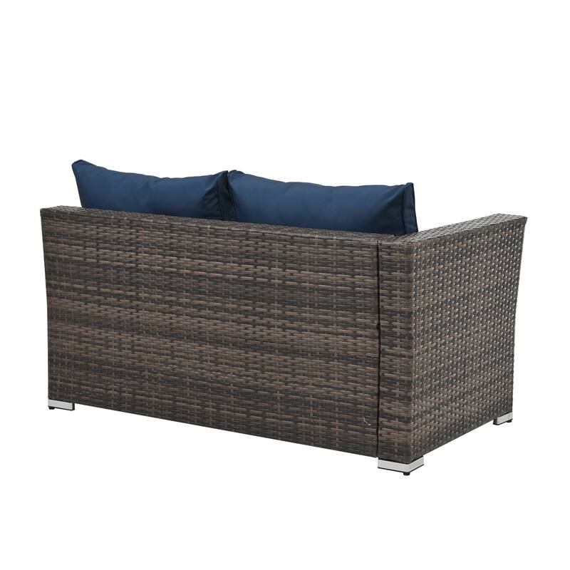 GDFStudio - Elegant 4-Piece Outdoor PE Wicker Patio Set with Tempered Glass Coffee Table