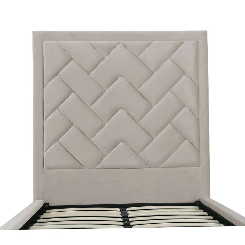 Manhattan Comfort Crosby Modern Velvet Upholstered Bed