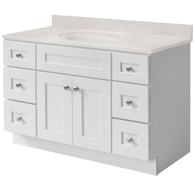 Brookings 49 Inch Fully Assembled Bath Vanity with Ivory Swirl Top