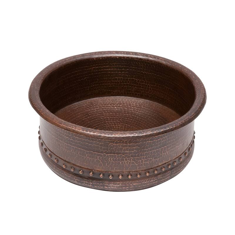 15-in Round Vessel Tub Hammered Copper Sink (VRT15DB)