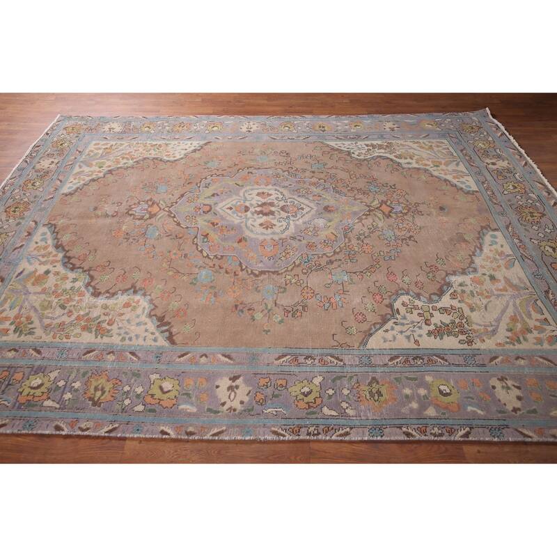 Tabriz Persian Vintage Area Rug Hand-Knotted Wool Carpet - 6'10"x 9'1"