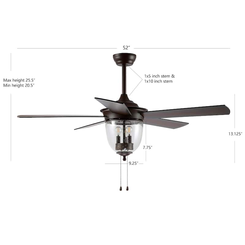 SAFAVIEH Lighting Hetty 52-inch Led Ceiling Light Fan - 52" W x 52" L x 25.375"-30.375" H