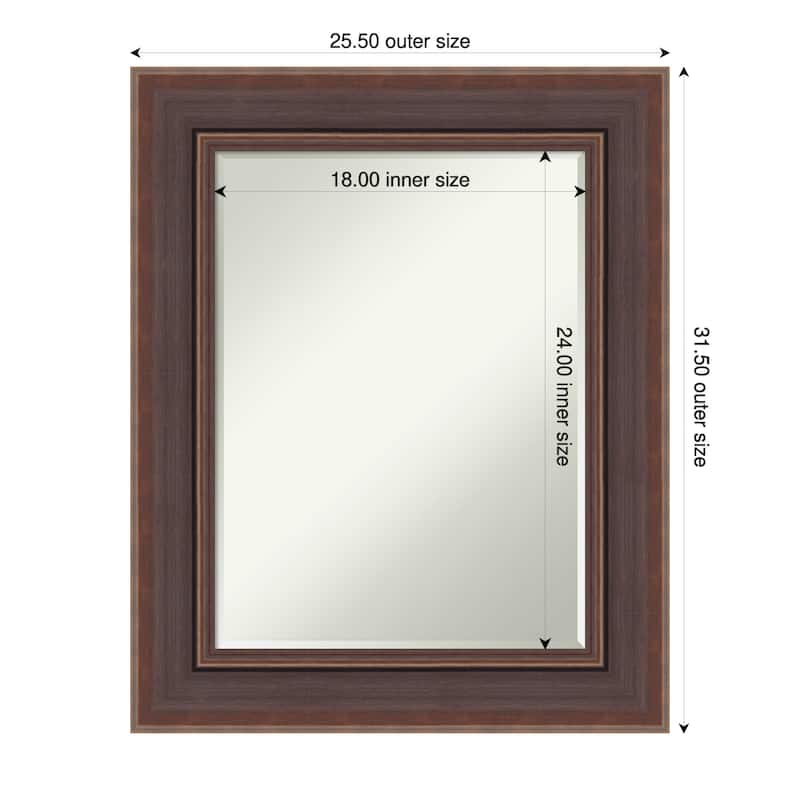 Moab Half-Inch-Bevel Framed Wall Mirror - Moab Brown Bronze - 26 x 32 in