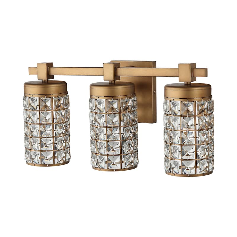 20" Aged Brass Crystal Bathroom Vanity Lights Wall Sconce