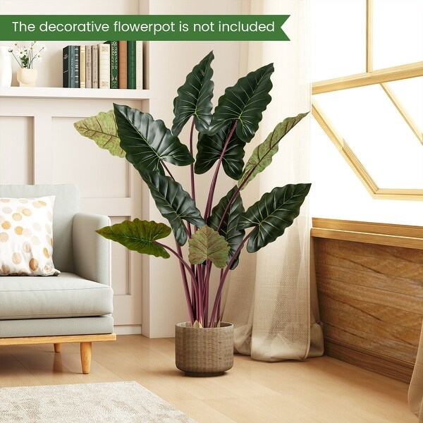 Gymax Artificial Rainbow Taro Tree 63'' Tall Fake Pre-potted Plant