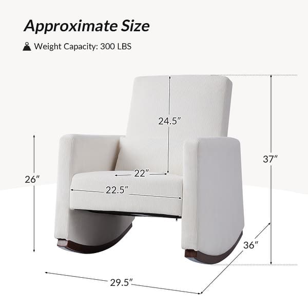 dimension image slide 2 of 5, Julia 29.5"W Modern Solid Wood Nursery Rocking Chair with Lumbar Pillow by HULALA HOME