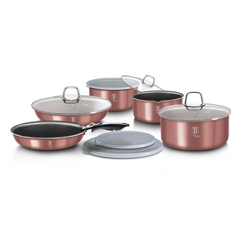 Berlinger Haus 12-Piece Cookware Set w/ Detached Ergonomic Handle, I-Rose Collection